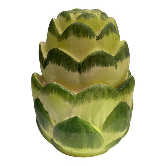 Vintage OCI Ominibus Ceramic Nested Artichoke Salt & Pepper Shaker Set  - A1259 - Picture 8 of 12